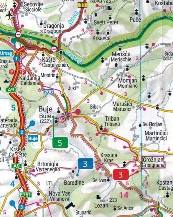 Istria 1: 160 000. Mapa samochodowo-turystyczna wydawnictwa Fytag & Berndt. Fragment 2
