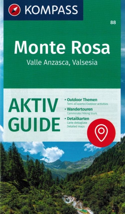 Monte Rosa. Valle Anzasca, Valsesia. Wodoodporna mapa turystyczna 88 wydawnictwa Kompass. Informator - okładka