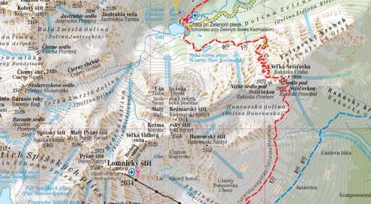 Tatry Słowackie 1:30 000. Laminowana mapa turystyczna wydawnictwa ExpressMap. Fragment