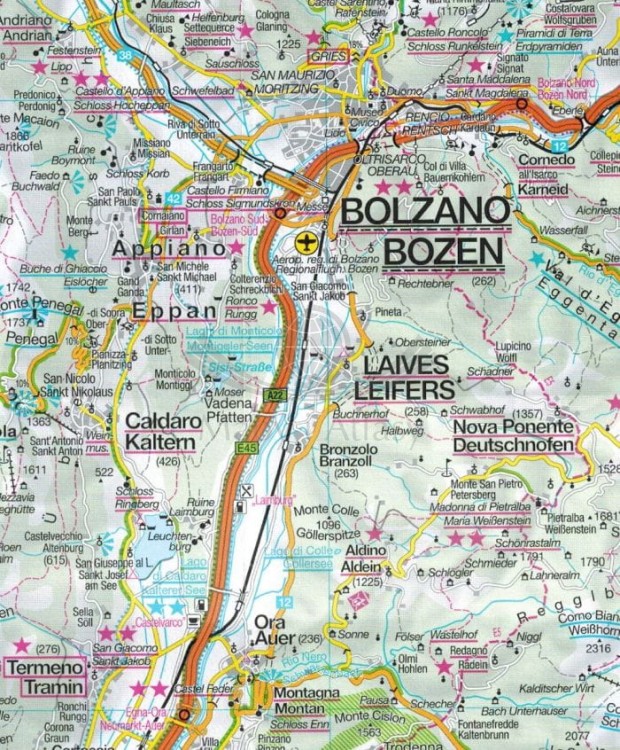 Trentino 1:150 000. Mapa samochodowo-turystyczna i panoramiczna 354 wydawnictwa Kompass. Fragment 1