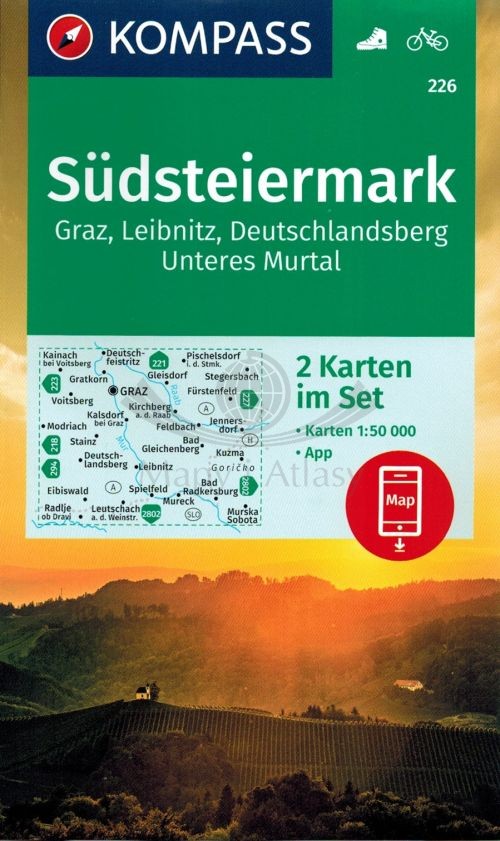 Sudsteiermark. Zestaw dwóch map turystycznych 226. Kompass