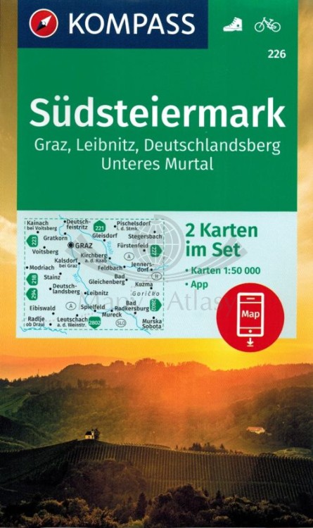 Sudsteiermark 1:50 000. Zestaw dwóch map turystycznych 226 wydawnictwa Kompass. Okładka