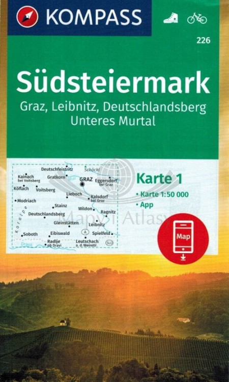 Sudsteiermark 1:50 000. Zestaw dwóch map turystycznych 226 wydawnictwa Kompass. Mapa 1 - Okładka