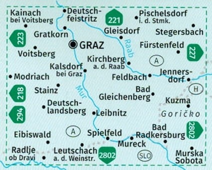 Sudsteiermark 1:50 000. Zestaw dwóch map turystycznych 226 wydawnictwa Kompass. Zasięg