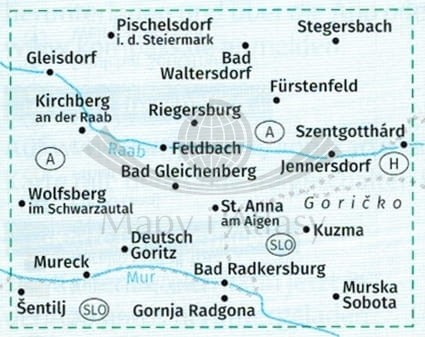 Sudsteiermark 1:50 000. Zestaw dwóch map turystycznych 226 wydawnictwa Kompass. Mapa 2 - Zasięg