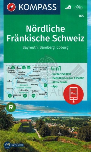 Nordliche Frankische Schweiz . Wodoodporna mapa turystyczna 165 wydawnictwa Kompass. Okładka