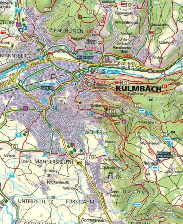 Nordliche Frankische Schweiz . Wodoodporna mapa turystyczna 165 wydawnictwa Kompass. Fragment 2