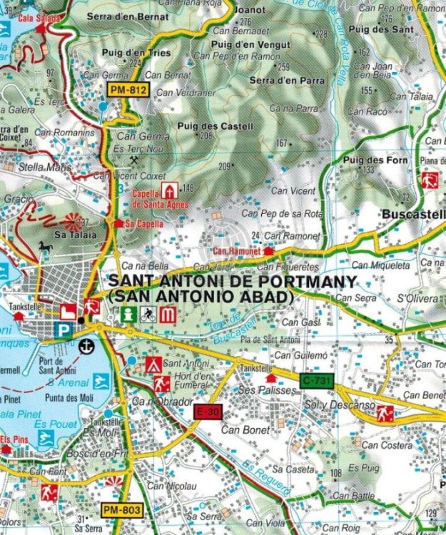 Ibiza i Formentera. Mapa turystyczna 239 wydawnictwa Kompass. Fragment 2