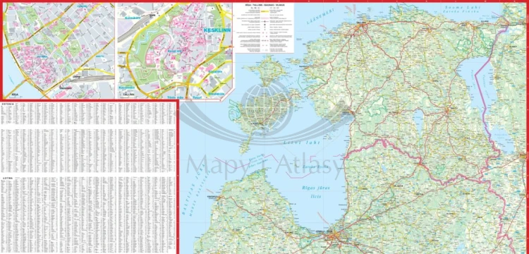 Litwa, Łotwa, Estonia. Laminowana mapa samochodowa wydawnictwa ExpressMap. Strona 2