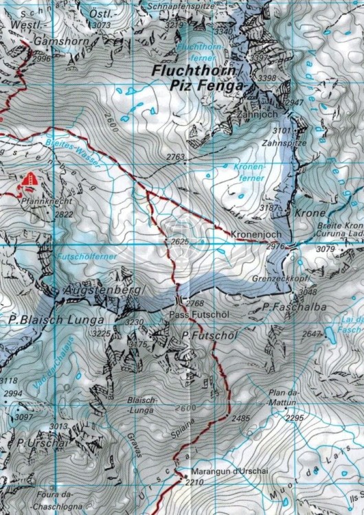 Unterengadin Nationalpark / Bassa Engadina Parco Nazionale. Wodoodporna mapa turystyczna 98 wydawnictwa Kompass. Fragment 2