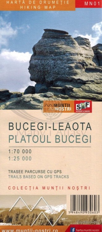 Góry Bucegi, Leaota 1:70 000 / 1:25 000. Mapa turystyczna MN01 wydawnictwa Schubert & Franzke. Okładka