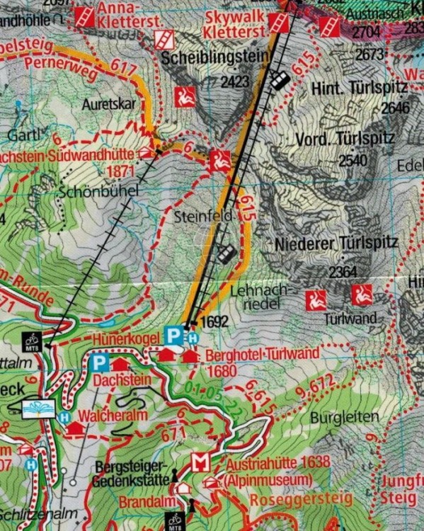 Dachsteingebirge, Hallstatter See. Wodoodporna mapa turystyczna 550 wydawnictwa Kompass. Fragment 1