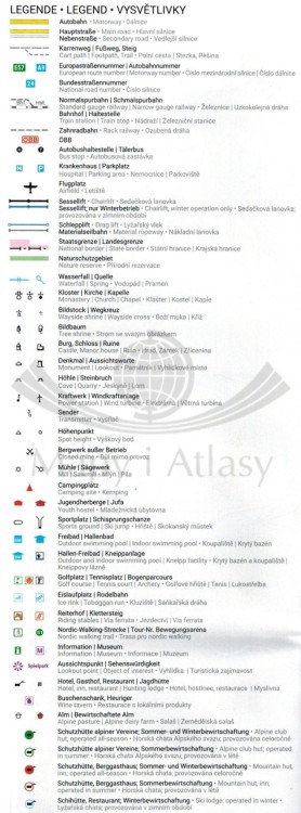 Gesause, Haller Mauern, Eisenerzer Alpen. Mapa turystyczna WK 0062 wydawnictwa Freytag & Berndt. Legenda 1