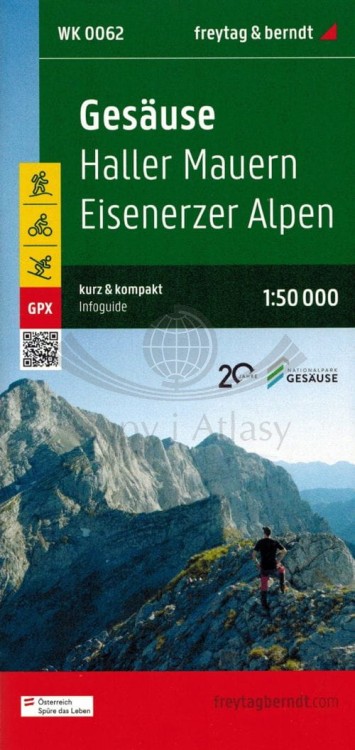 Gesause, Haller Mauern, Eisenerzer Alpen. Mapa turystyczna WK 0062 wydawnictwa Freytag & Berndt. Informator - okładka