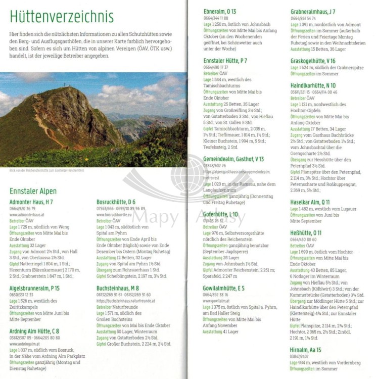 Gesause, Haller Mauern, Eisenerzer Alpen. Mapa turystyczna WK 0062 wydawnictwa Freytag & Berndt. Informator - fragment  2