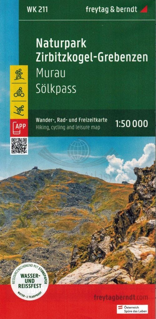 Naturpark Zirbitzkogel-Grebenzen. Wodoodporna mapa turystyczna WK 211. Freytag & Berndt