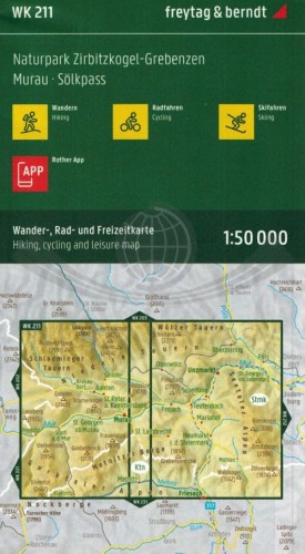 Naturpark Zirbitzkogel-Grebenzen. Wodoodporna mapa turystyczna WK 211 wydawnictwa Freytag & Berndt. Okładka - tył