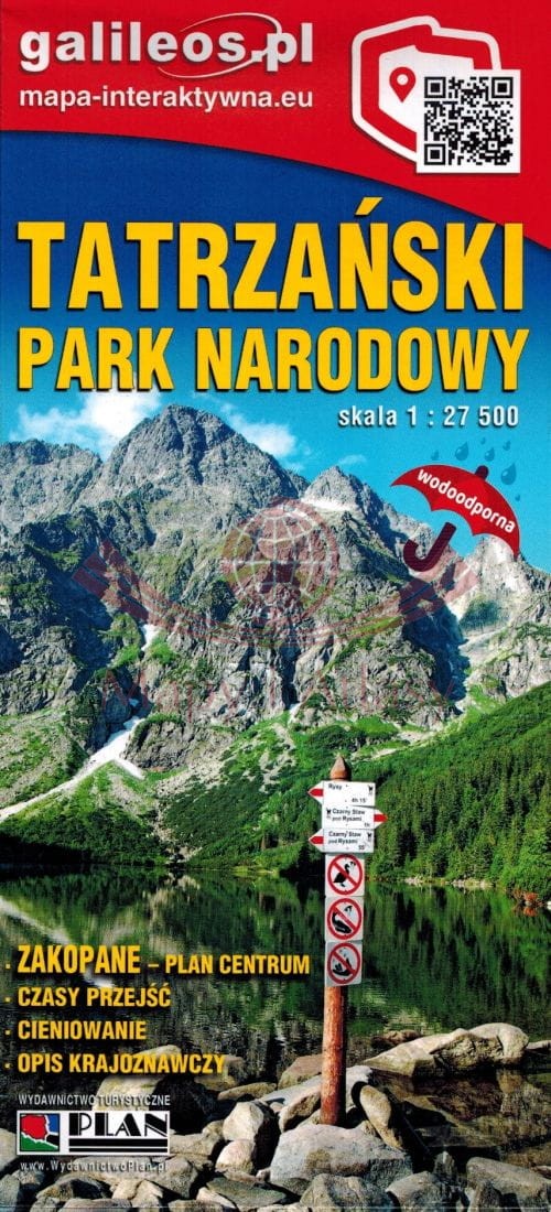 Tatrzański Park Narodowy 1:27 500. Tatry po polsku. Laminowana mapa turystyczna. Galileos