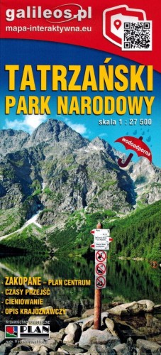 Tatrzański Park Narodowy 1:27 500. Tatry po polsku. Laminowana mapa turystyczna wydawnictwa Galileos. Okładka