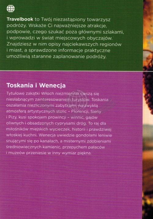 Toskania i Wenecja. Przewodnik travelbook wydawnictwa Bezdroża. Okładka - tył