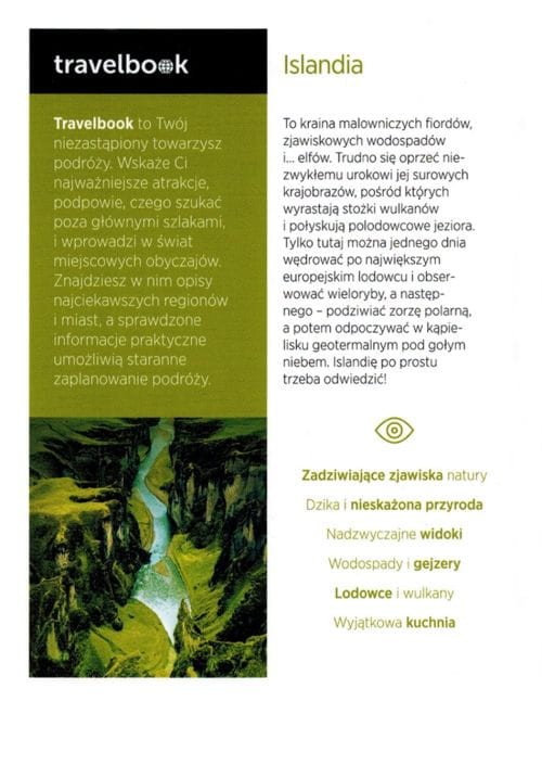 Islandia. Przewodnik travelbook wydawnictwa Bezdroża. Okładka  - tył