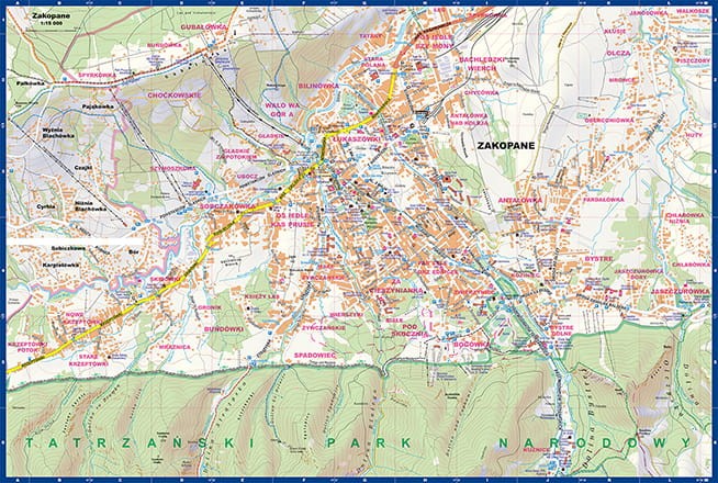 Zakopane i okolice 1:15 000. Laminowana mapa turystyczna / Plan miasta wydawnictwa ExpressMap. Strona 2