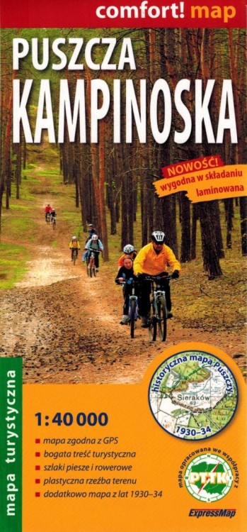Puszcza Kampinoska 1:40 000. Laminowana mapa turystyczna wydawnictwa ExpressMap. Okładka