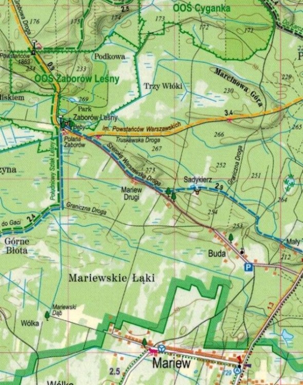 Puszcza Kampinoska 1:40 000. Laminowana mapa turystyczna wydawnictwa ExpressMap. Fragment 1