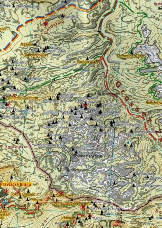 Czeska i Saksońska Szwajcaria, część wschodnia 1:25 000. Mapa turystyczna wydawnictwa Galileos. Fragment 2