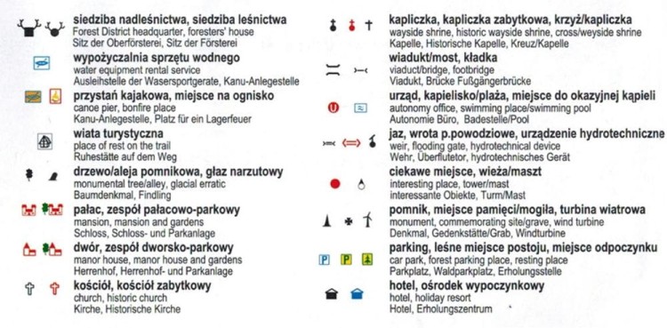 Park Krajobrazowy Wzgórz Dylewskich 1:25 000. Mapa turystyczna wydawnictwa Eko-Kapio. Legenda 2