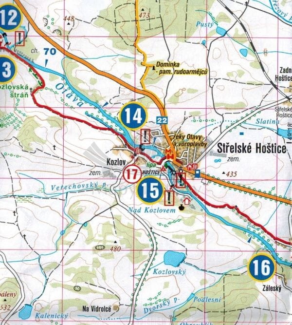 Otava. Mapa kajakowa wydawnictwa Shocart. Fragment 2