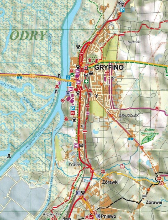 Okolice Szczecina. Zestaw: 5 x mapa turystyczna wydawnictwa EKO-MAP. Gryfino + okolice - fragment 1