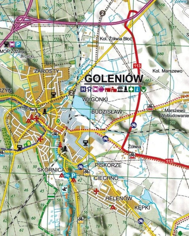 Puszcza Goleniowska + Goleniów 1:60 000 / 1:10 000. Mapa turystyczna wydawnictwa EKO-MAP. Fragment 1