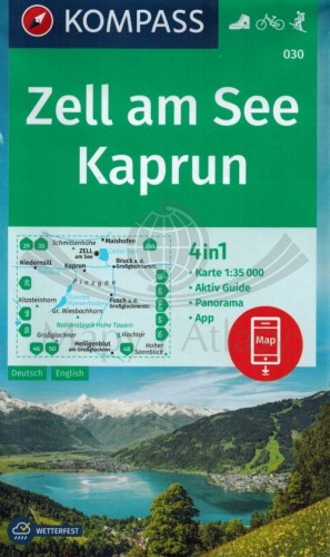 Zell am See, Kaprun. Laminowana mapa turystyczna 030 wydawnictwa Kompass. Okładka