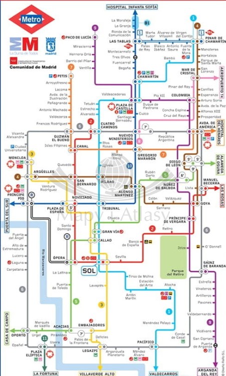 Madryt. Laminowana mapa turystyczna / Plan miasta + Miniprzewodnik wydawnictwa ExpressMap. Schemat metra