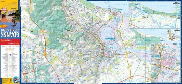 Gdańsk, Gdynia, Sopot / Trójmiasto. Laminowana mapa / Plan miasta wydawnictwa ExpressMap. Strona 2