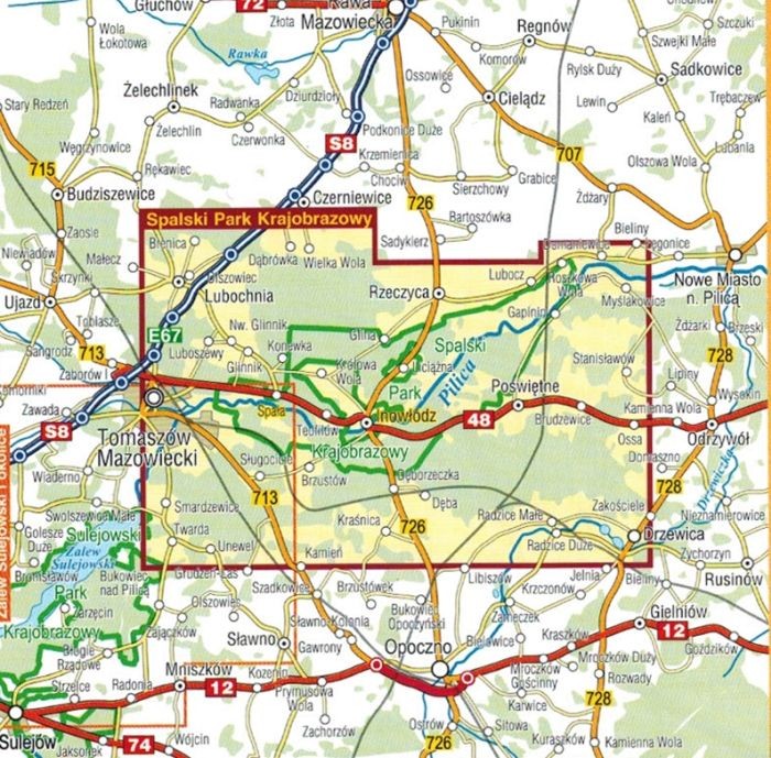 Spalski Park Krajobrazowy 1:50 000. Mapa turystyczna wydawnictwa Compass. Zasięg