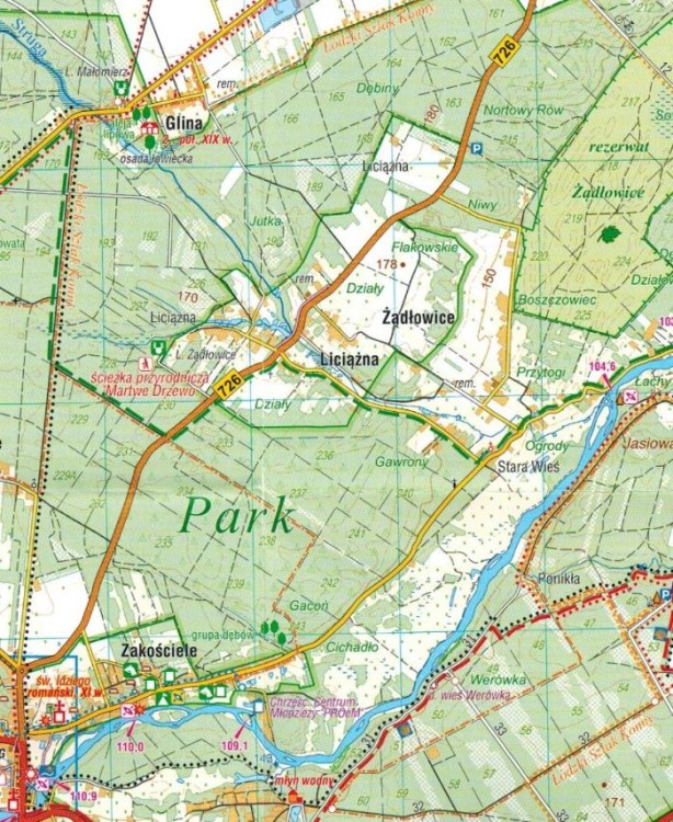 Spalski Park Krajobrazowy 1:50 000. Mapa turystyczna wydawnictwa Compass. Fragment 2