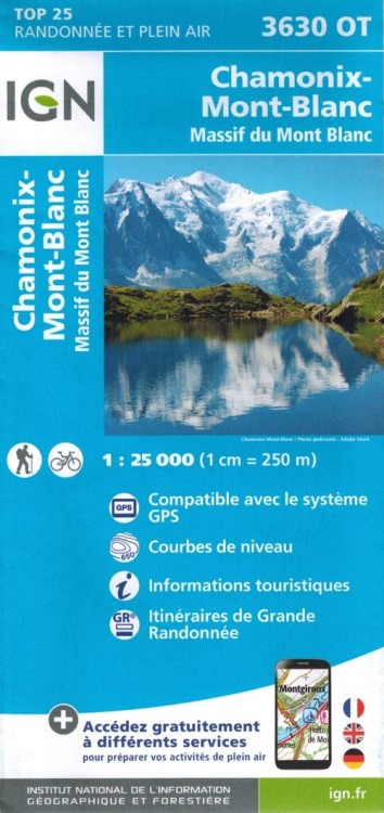 Chamonix. Masyw Mont Blanc. Mapa turystyczna 3630 OT wydawnictwa GN. Okładka