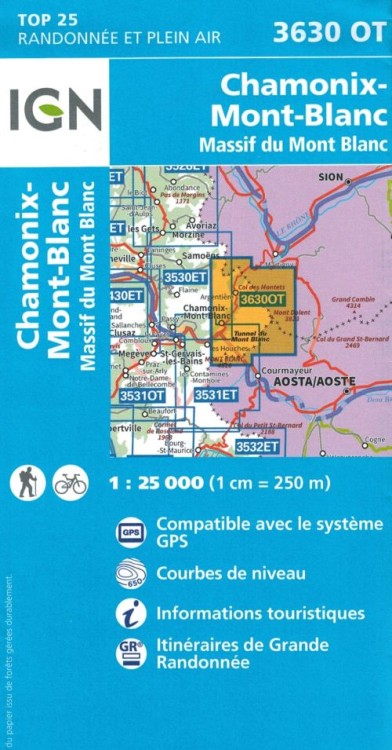 Chamonix. Masyw Mont Blanc. Mapa turystyczna 3630 OT wydawnictwa GN. Okładka - tył