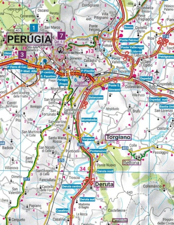 Umbria, Perugia, Asyż. Mapa samochodowo-turystyczna wydawnictwa Freytag & Berndt. Fragment 1