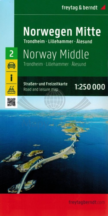 Norwegia Środkowa (Trondheim, Lillehammer, Alesund). Mapa samochodowo-turystyczna /2/ wydawnictwa Freytag & Berndt. Okładka