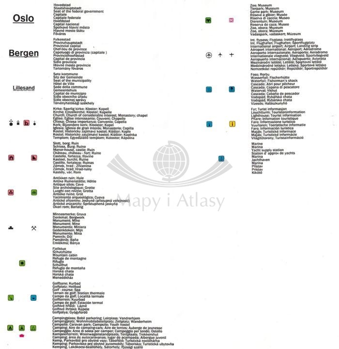 Norwegia Środkowa (Trondheim, Lillehammer, Alesund). Mapa samochodowo-turystyczna /2/ wydawnictwa Freytag & Berndt. Legenda 4