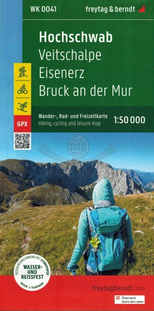 Hochschwab, Veitschalpe, Eisenerz, Bruck a.d. Mur 1:50 000. Wodoodporna mapa turystyczna WK 0041. Freytag & Berndt