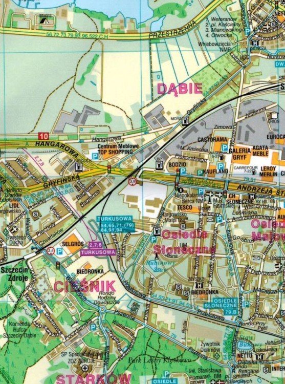 Szczecin +4. Goleniów, Police, Świnoujście, Stargard. Mapa  Plan miasta wydawnictwa Demart.  Fragment 2