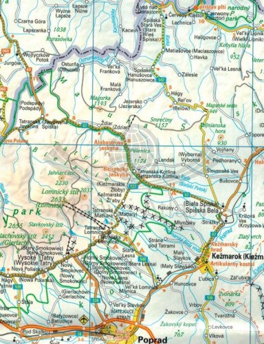 Słowacja 1:280 000. Laminowana mapa samochodowo-turystyczna wydawnictwa Demart. Fragment 1