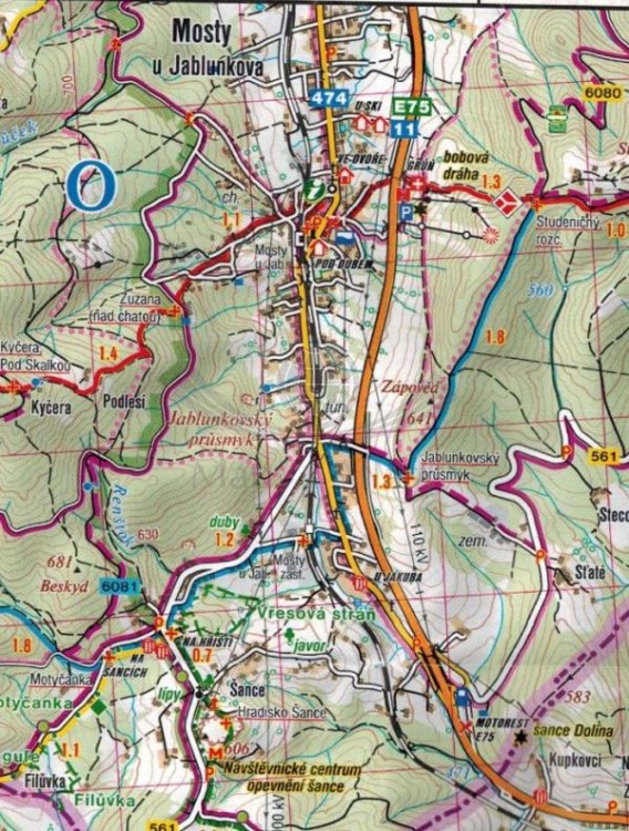 Kysuckie (Kisuckie) Beskidy / Kysucke Beskydy Mapa turystyczna 479 Shocart. Fragment 1
