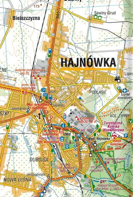 Białowieża Forest and Neighbourhood. Mapa turystyczna wydawnictwa Compass. Fragment 1