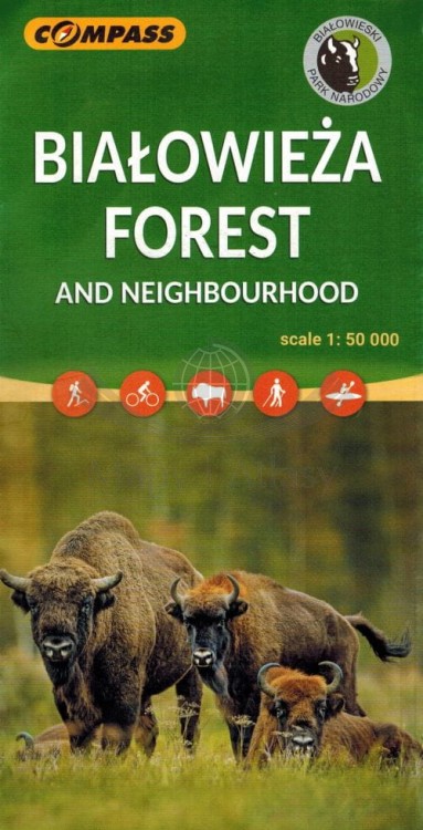 Białowieża Forest and Neighbourhood. Mapa turystyczna wydawnictwa Compass. Okładka