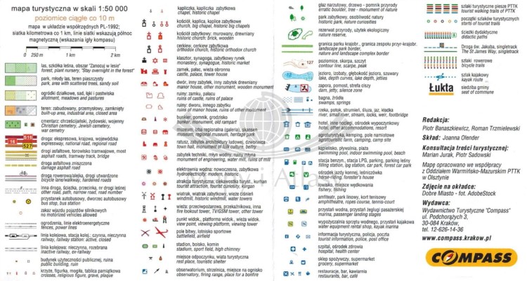 Pojezierze Olsztyńskie - część północna 1:50 000. Mapa turystyczna wydawnictwa Compass. Legenda 2